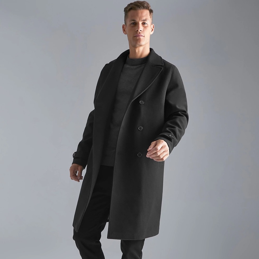 Boohooman Funnel Neck Overcoat
